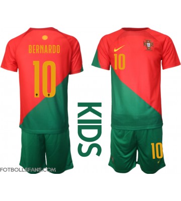 Portugal Bernardo Silva #10 Replika Hemmatröja Barn VM 2022 Kortärmad (+ Korta byxor)
